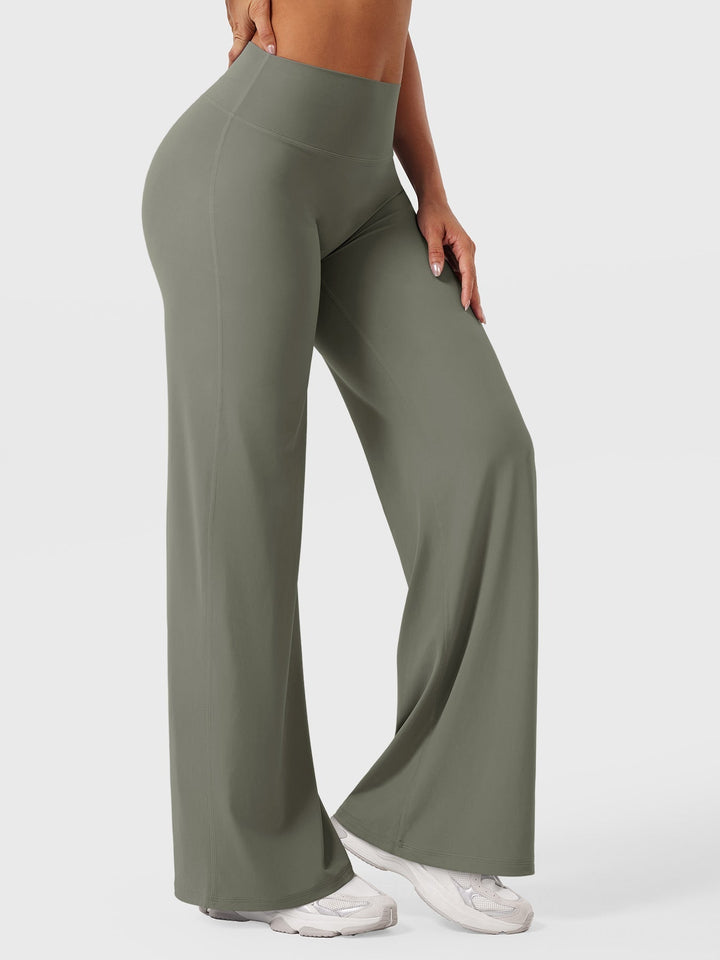 Pantalon de yoga femme en coton taille haute jambe large pour l’automne coupe fluide