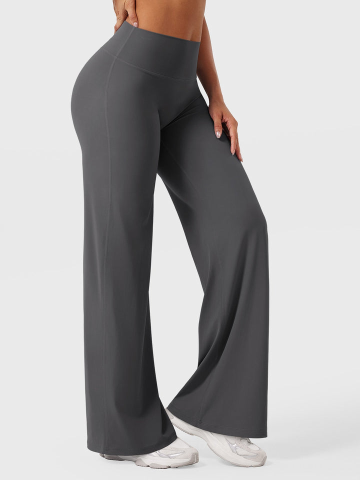 Pantalon de yoga femme en coton taille haute jambe large pour l’automne coupe fluide