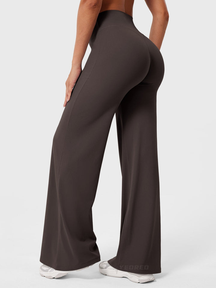 Pantalon de yoga femme en coton taille haute jambe large pour l’automne coupe fluide