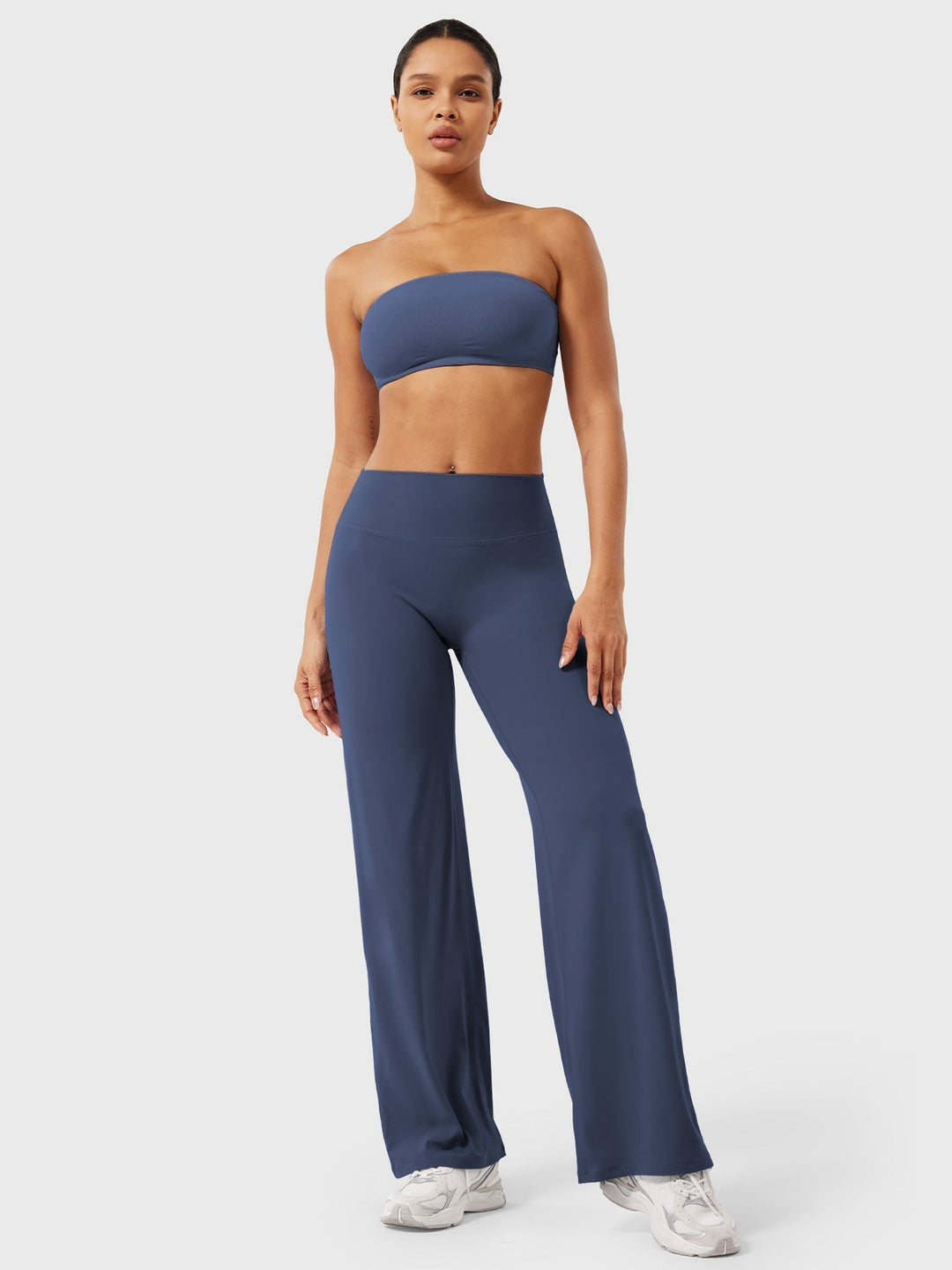 Pantalon de yoga femme en coton taille haute jambe large pour l’automne coupe fluide