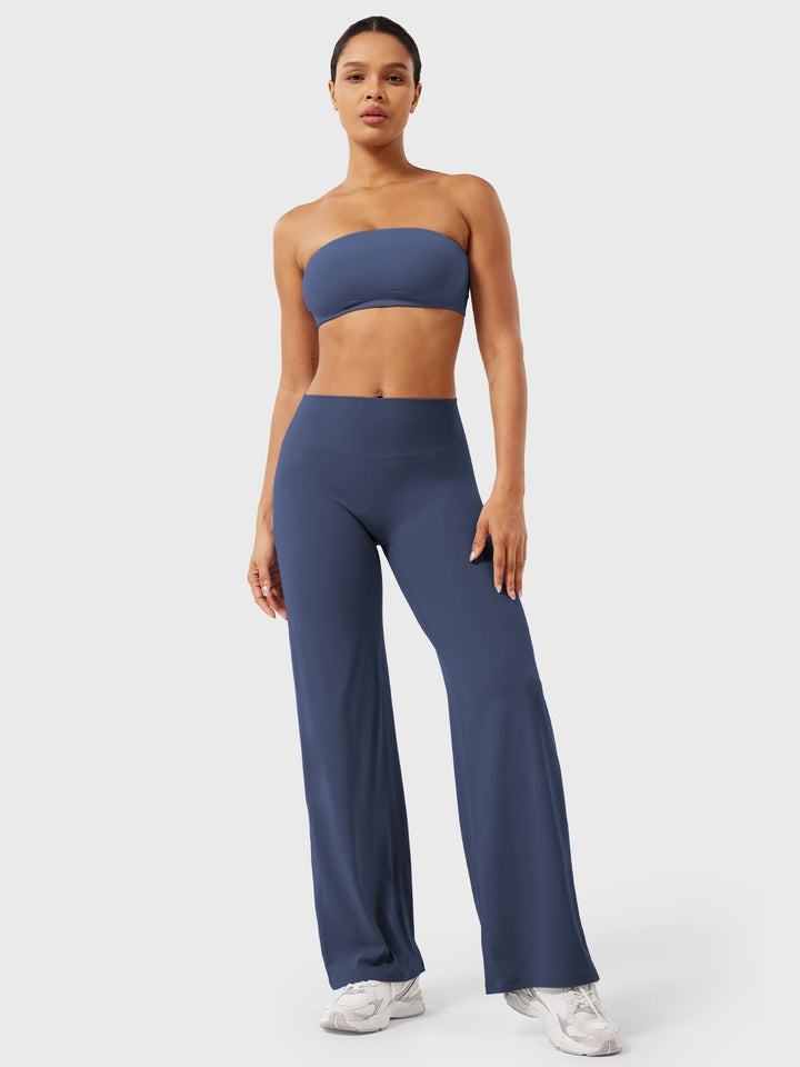 Pantalon de yoga femme en coton taille haute jambe large pour l’automne coupe fluide