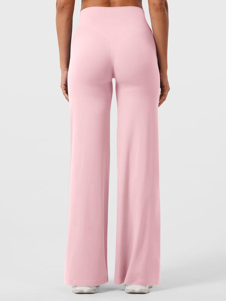Pantalon de yoga femme en coton taille haute jambe large pour l’automne coupe fluide