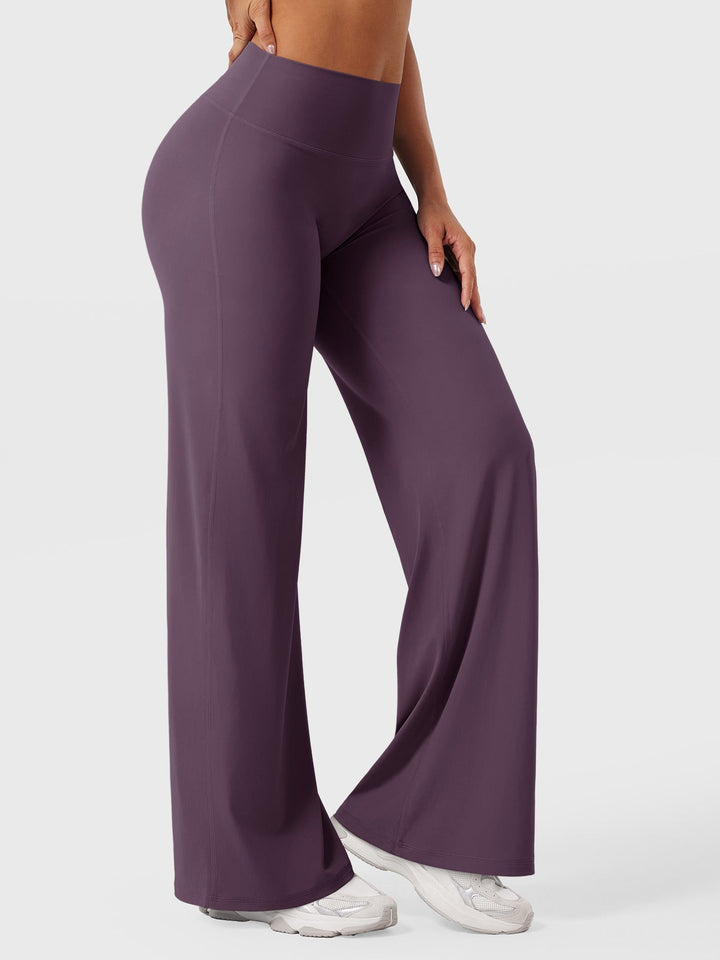 Pantalon de yoga femme en coton taille haute jambe large pour l’automne coupe fluide