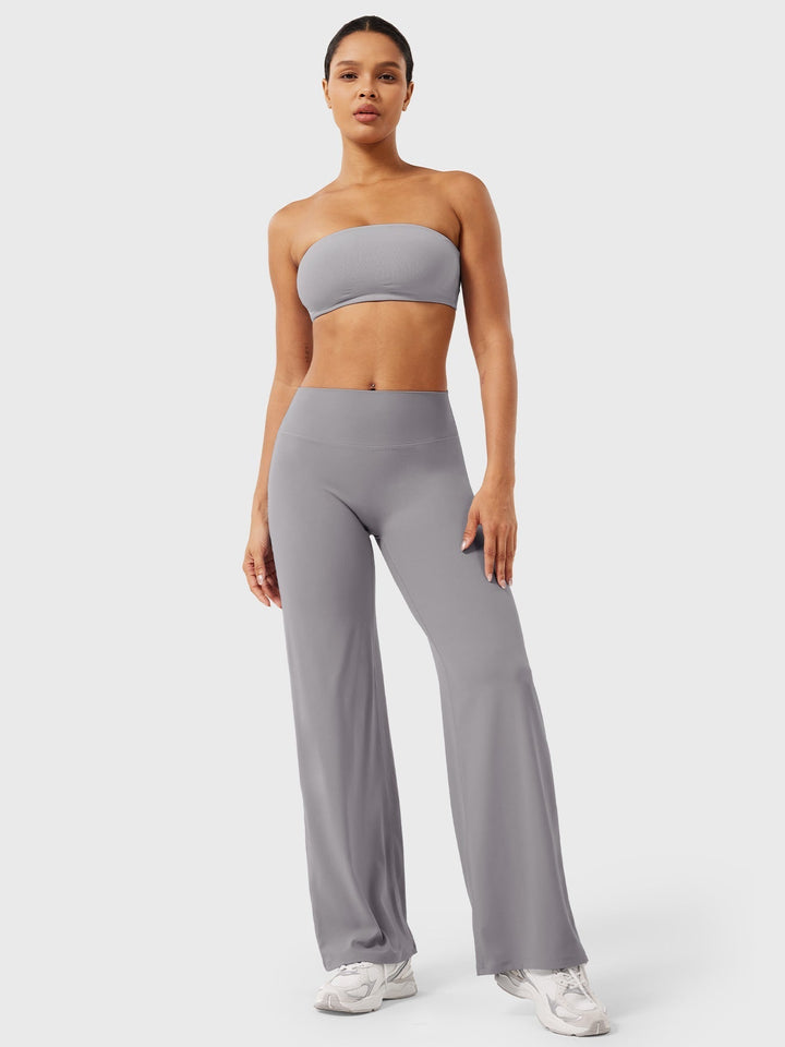 Pantalon de yoga femme en coton taille haute jambe large pour l’automne coupe fluide