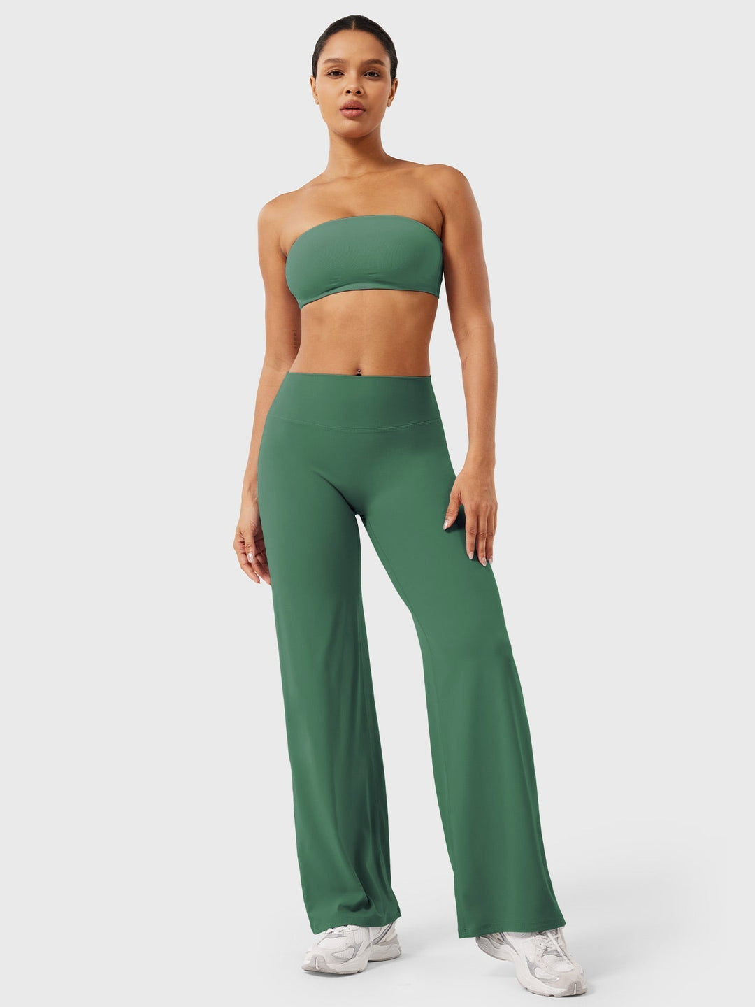Pantalon de yoga femme en coton taille haute jambe large pour l’automne coupe fluide