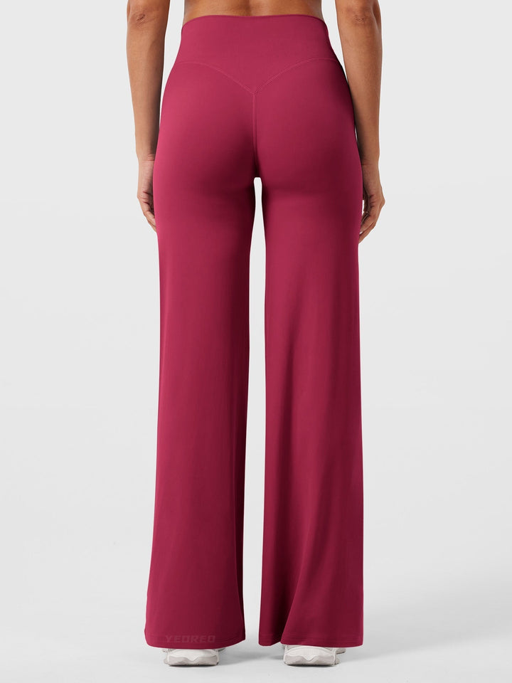 Pantalon de yoga femme en coton taille haute jambe large pour l’automne coupe fluide
