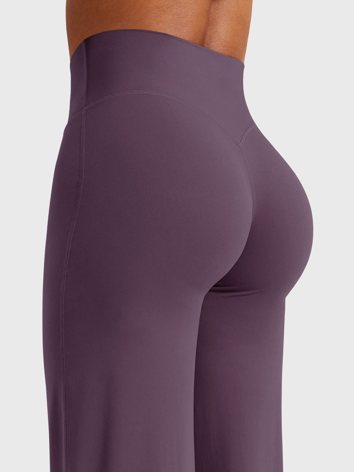 Pantalon de yoga femme en coton taille haute jambe large pour l’automne coupe fluide