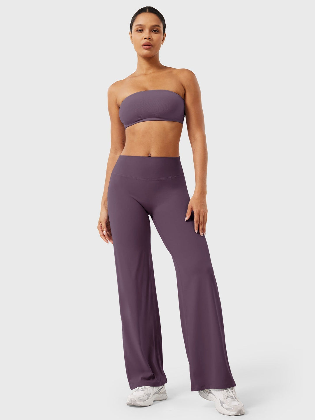 Pantalon de yoga femme en coton taille haute jambe large pour l’automne coupe fluide