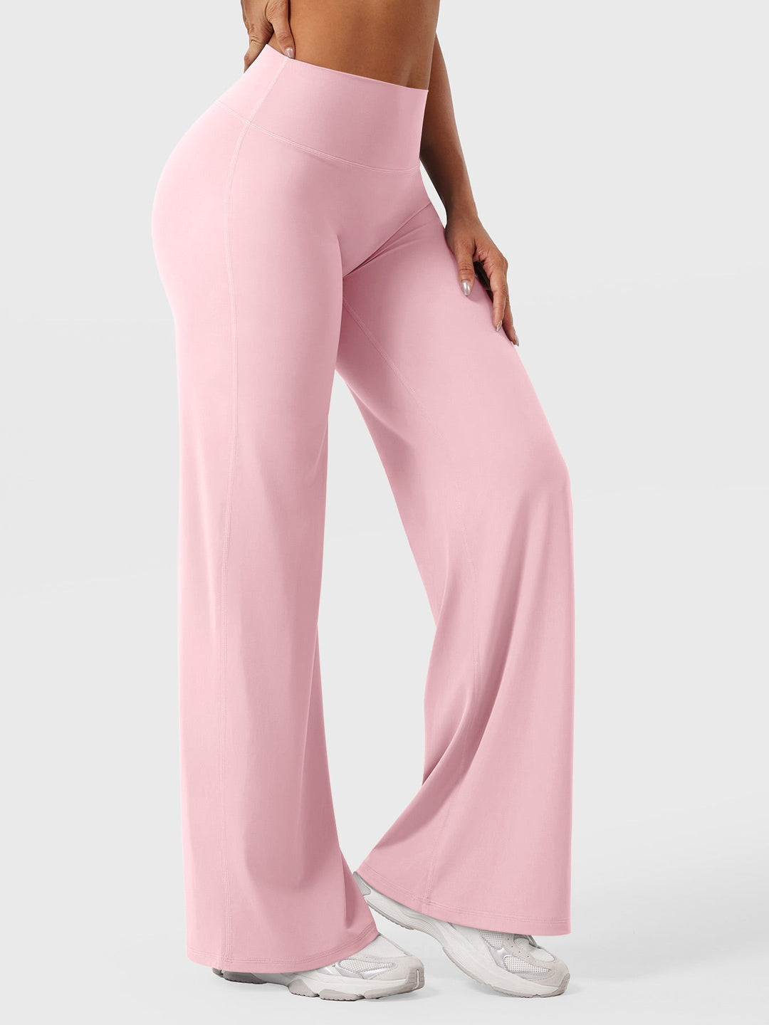 Pantalon de yoga femme en coton taille haute jambe large pour l’automne coupe fluide