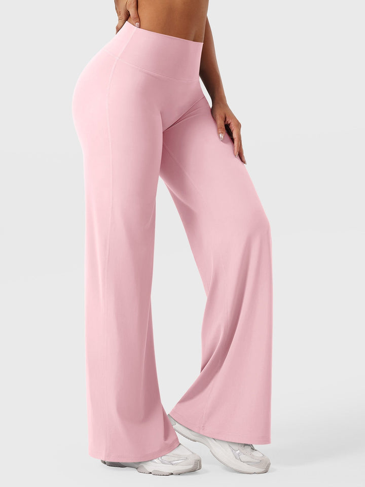 Pantalon de yoga femme en coton taille haute jambe large pour l’automne coupe fluide