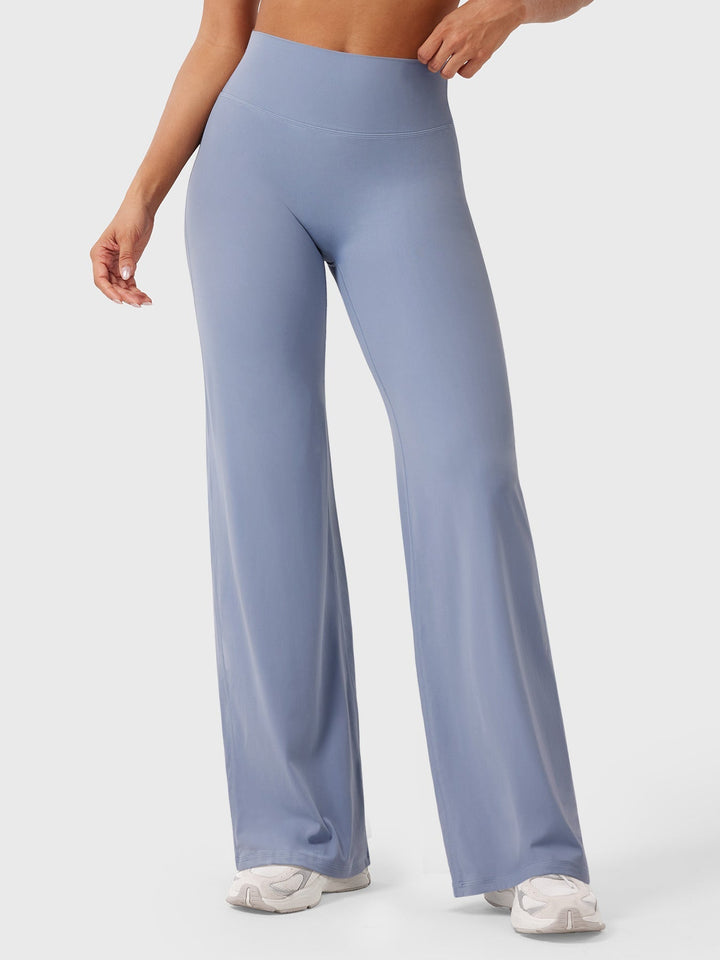 Pantalon de yoga femme en coton taille haute jambe large pour l’automne coupe fluide