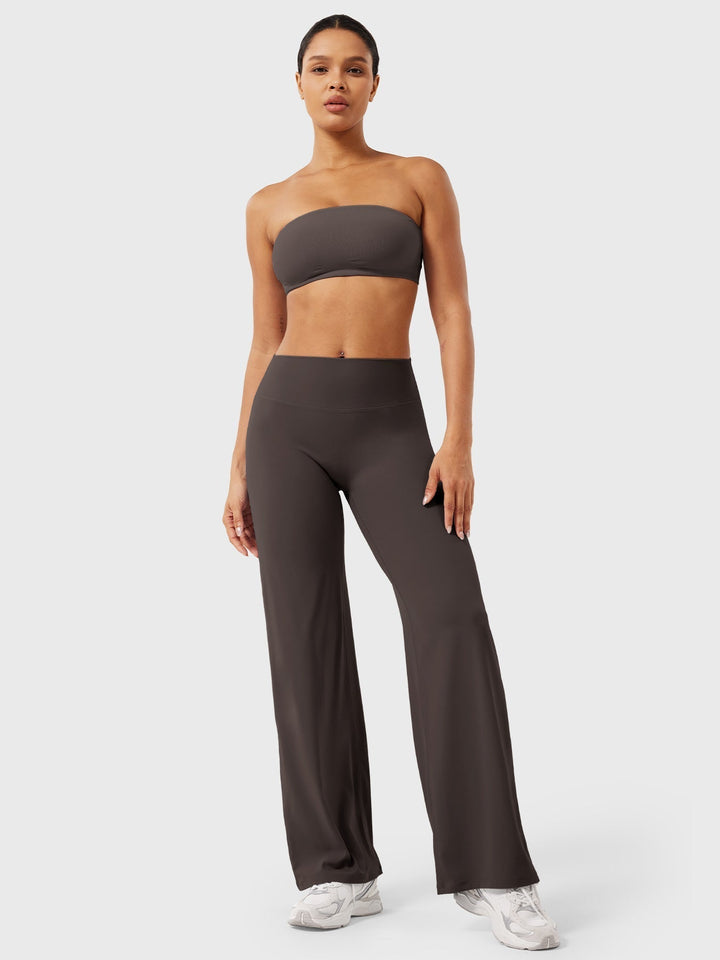Pantalon de yoga femme en coton taille haute jambe large pour l’automne coupe fluide