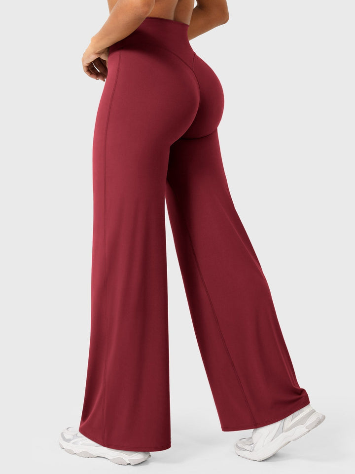 Pantalon de yoga femme en coton taille haute jambe large pour l’automne coupe fluide