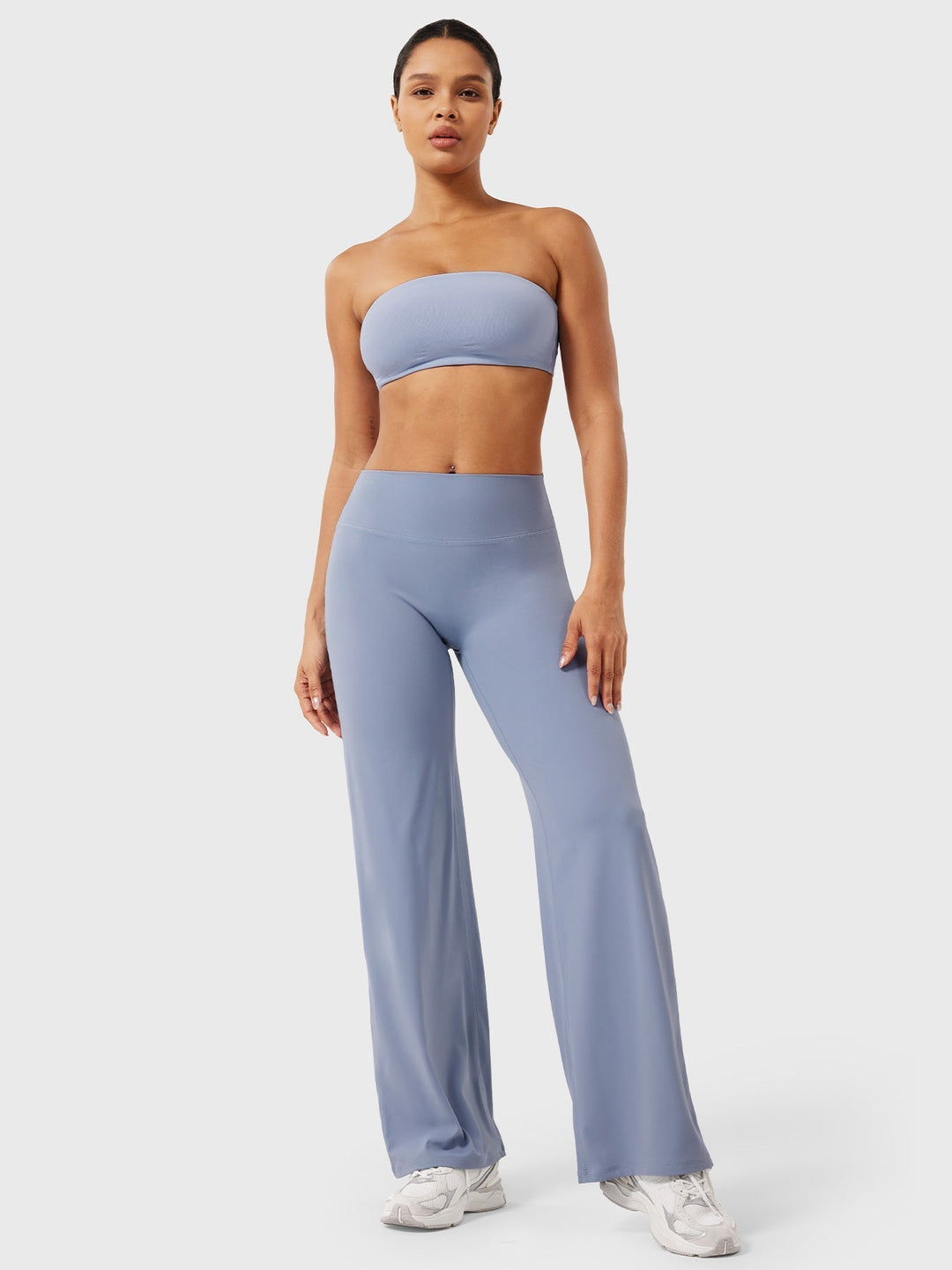 Pantalon de yoga femme en coton taille haute jambe large pour l’automne coupe fluide