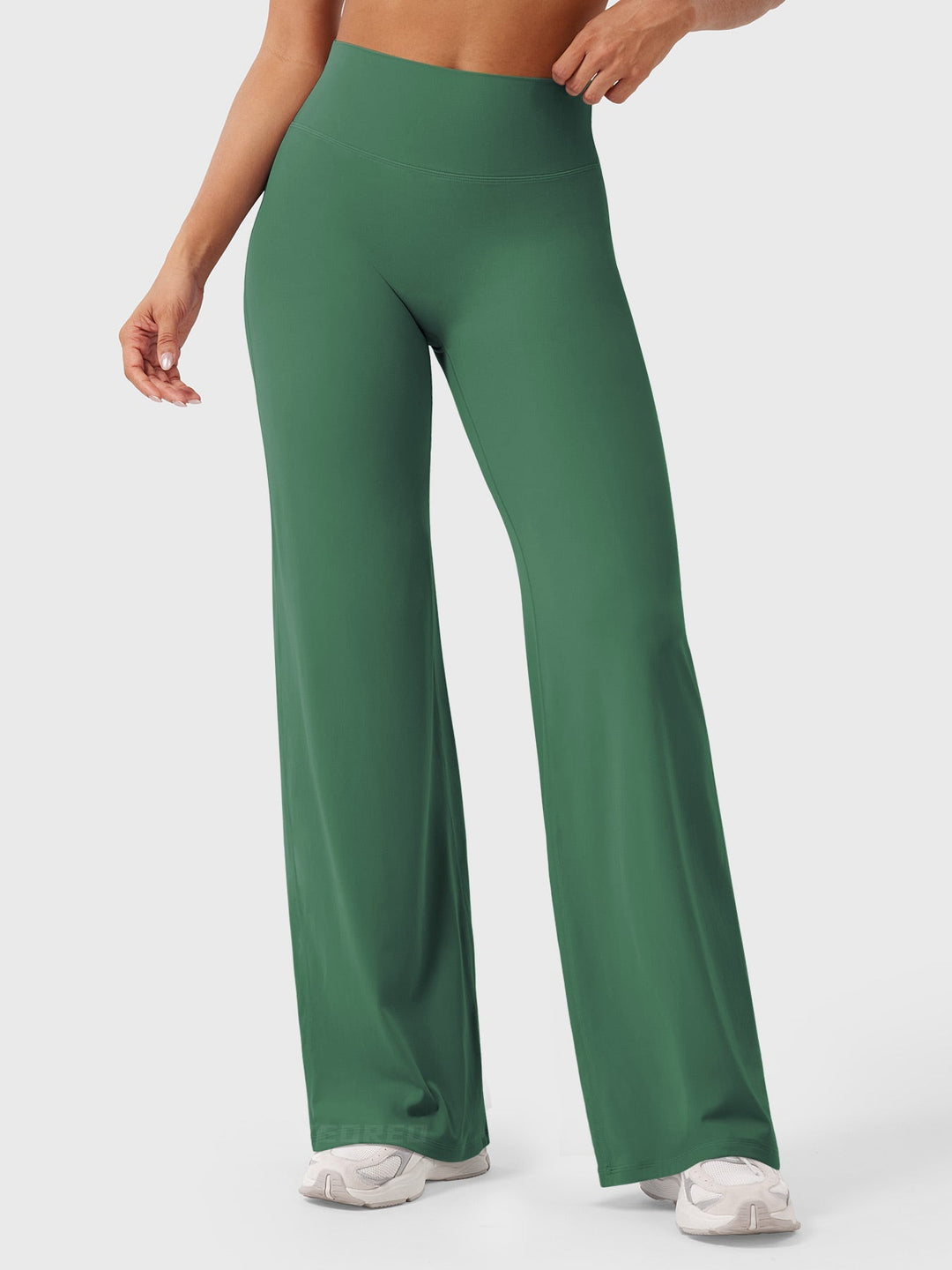 Pantalon de yoga femme en coton taille haute jambe large pour l’automne coupe fluide