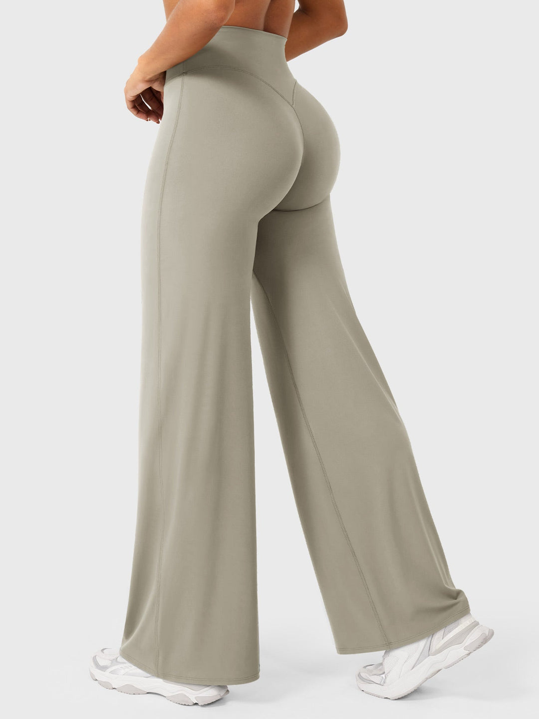 Pantalon de yoga femme en coton taille haute jambe large pour l’automne coupe fluide