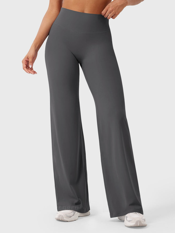 Pantalon de yoga femme en coton taille haute jambe large pour l’automne coupe fluide