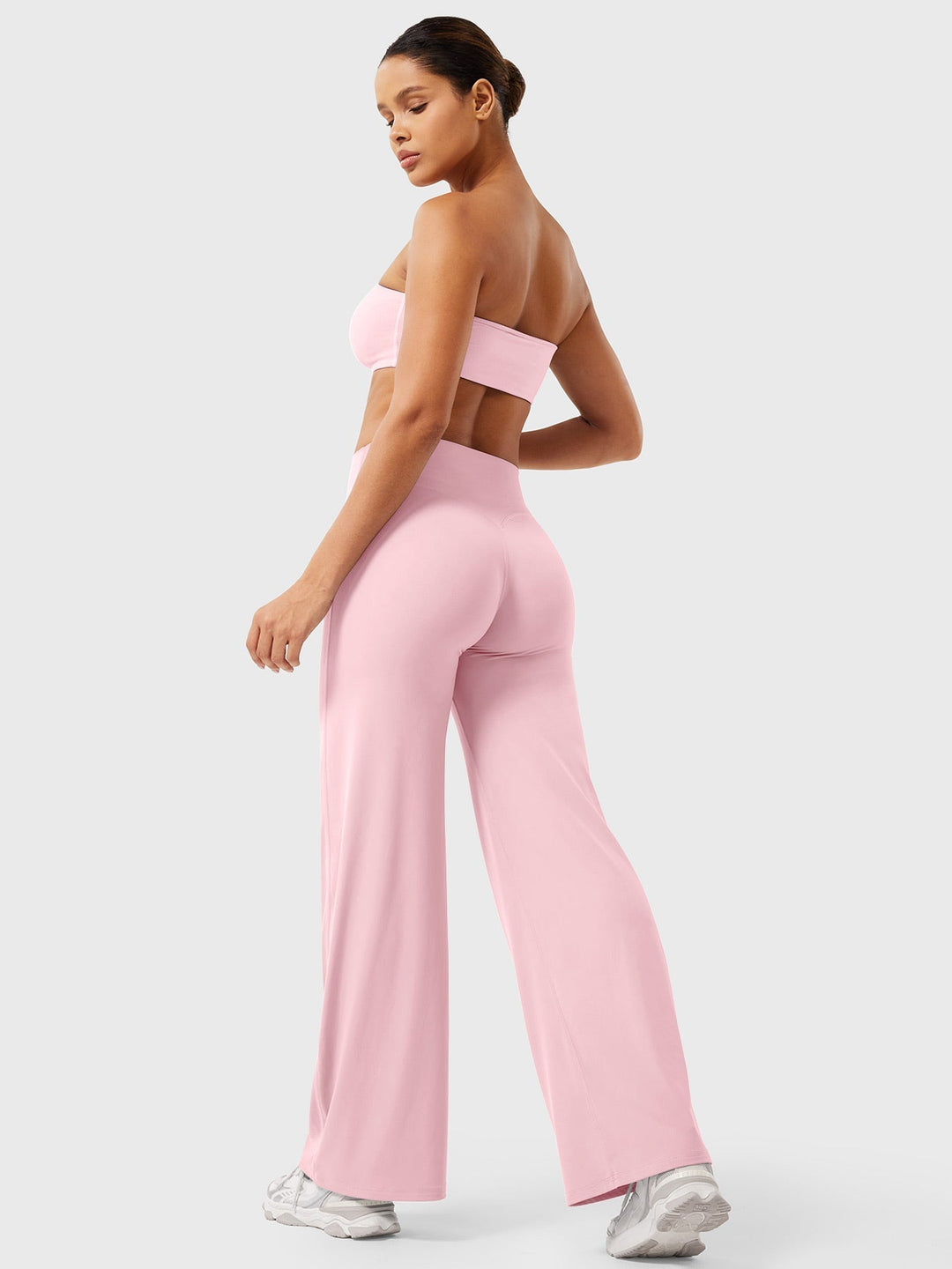 Pantalon de yoga femme en coton taille haute jambe large pour l’automne coupe fluide