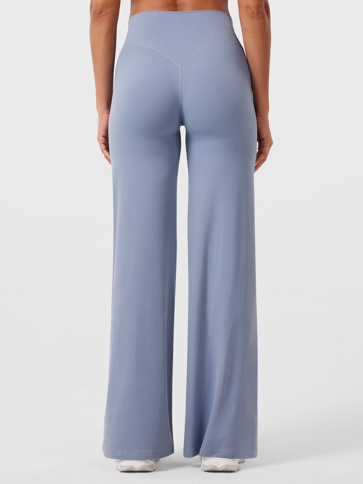 Pantalon de yoga femme en coton taille haute jambe large pour l’automne coupe fluide