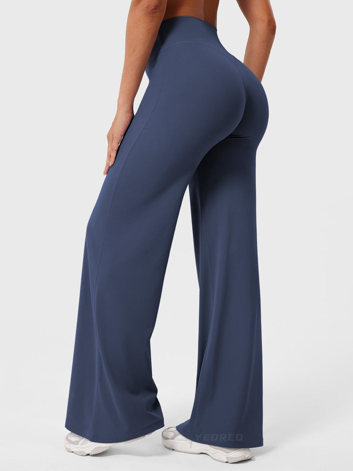 Pantalon de yoga femme en coton taille haute jambe large pour l’automne coupe fluide