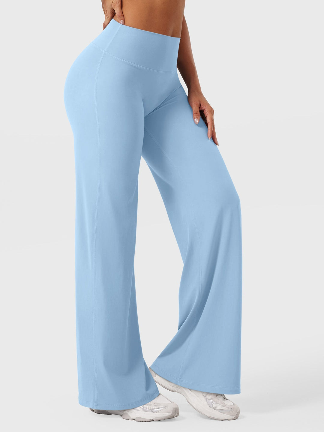 Pantalon de yoga femme en coton taille haute jambe large pour l’automne coupe fluide