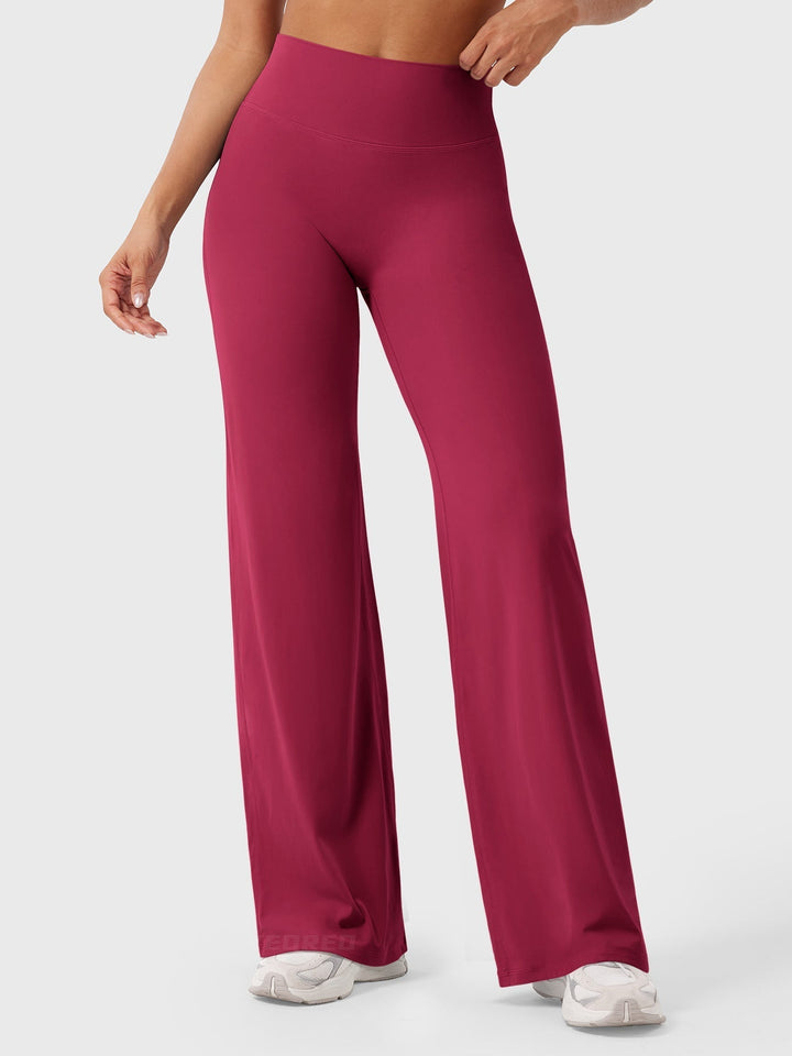 Pantalon de yoga femme en coton taille haute jambe large pour l’automne coupe fluide