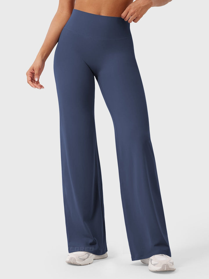 Pantalon de yoga femme en coton taille haute jambe large pour l’automne coupe fluide