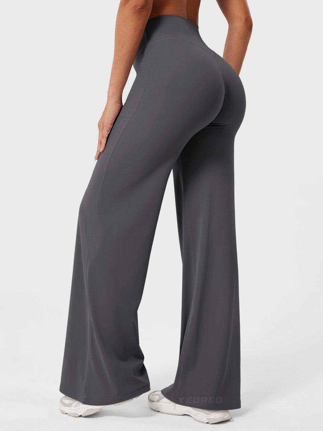 Pantalon de yoga femme en coton taille haute jambe large pour l’automne coupe fluide