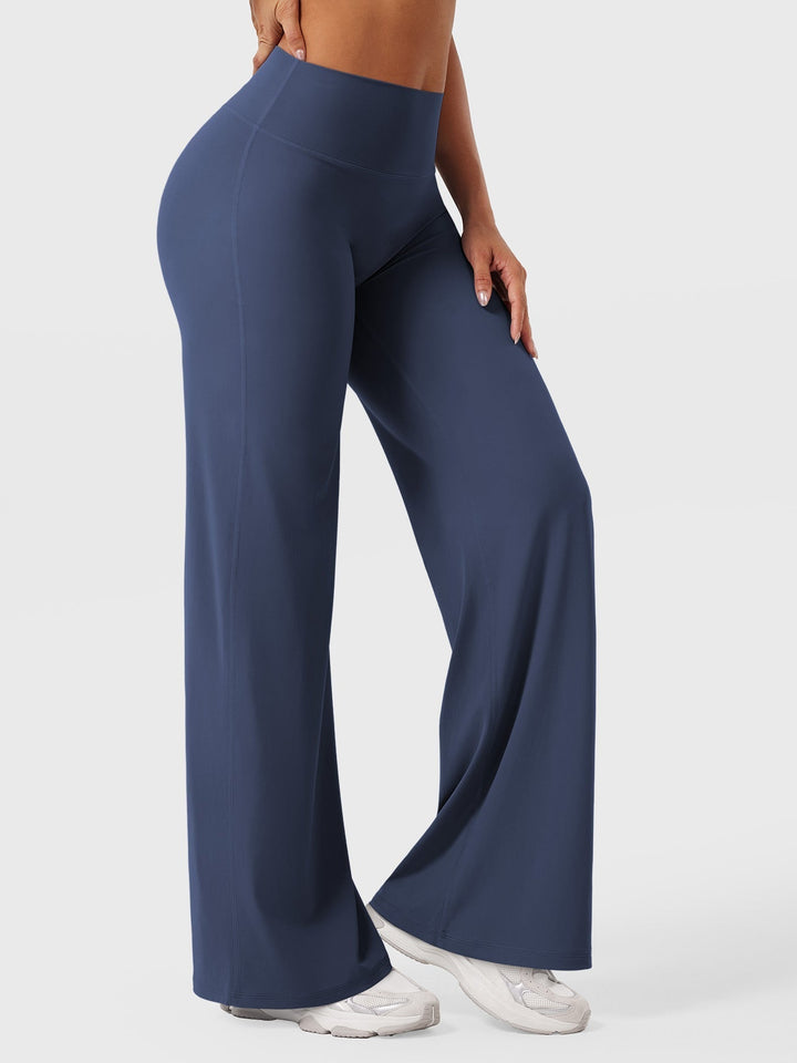 Pantalon de yoga femme en coton taille haute jambe large pour l’automne coupe fluide