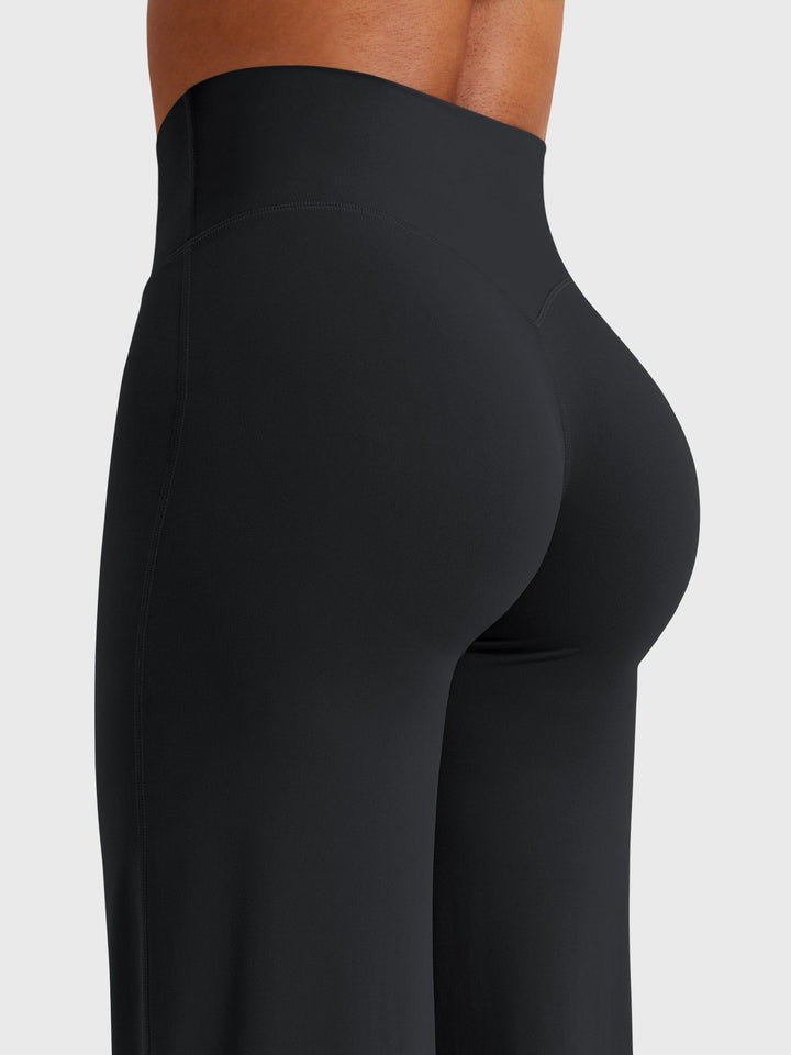Pantalon de yoga femme en coton taille haute jambe large pour l’automne coupe fluide