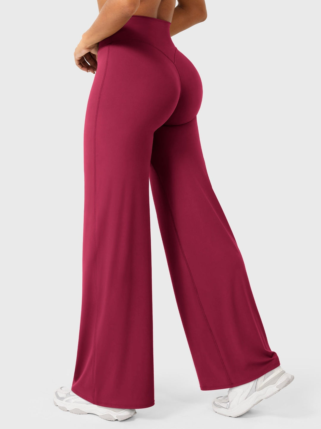 Pantalon de yoga femme en coton taille haute jambe large pour l’automne coupe fluide