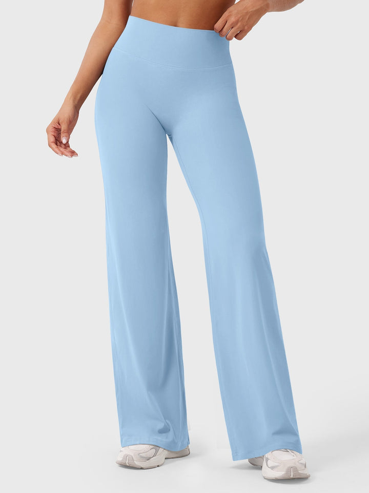 Pantalon de yoga femme en coton taille haute jambe large pour l’automne coupe fluide