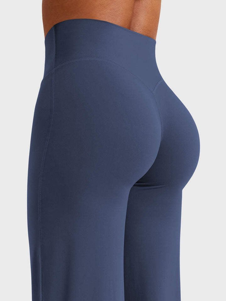 Pantalon de yoga femme en coton taille haute jambe large pour l’automne coupe fluide