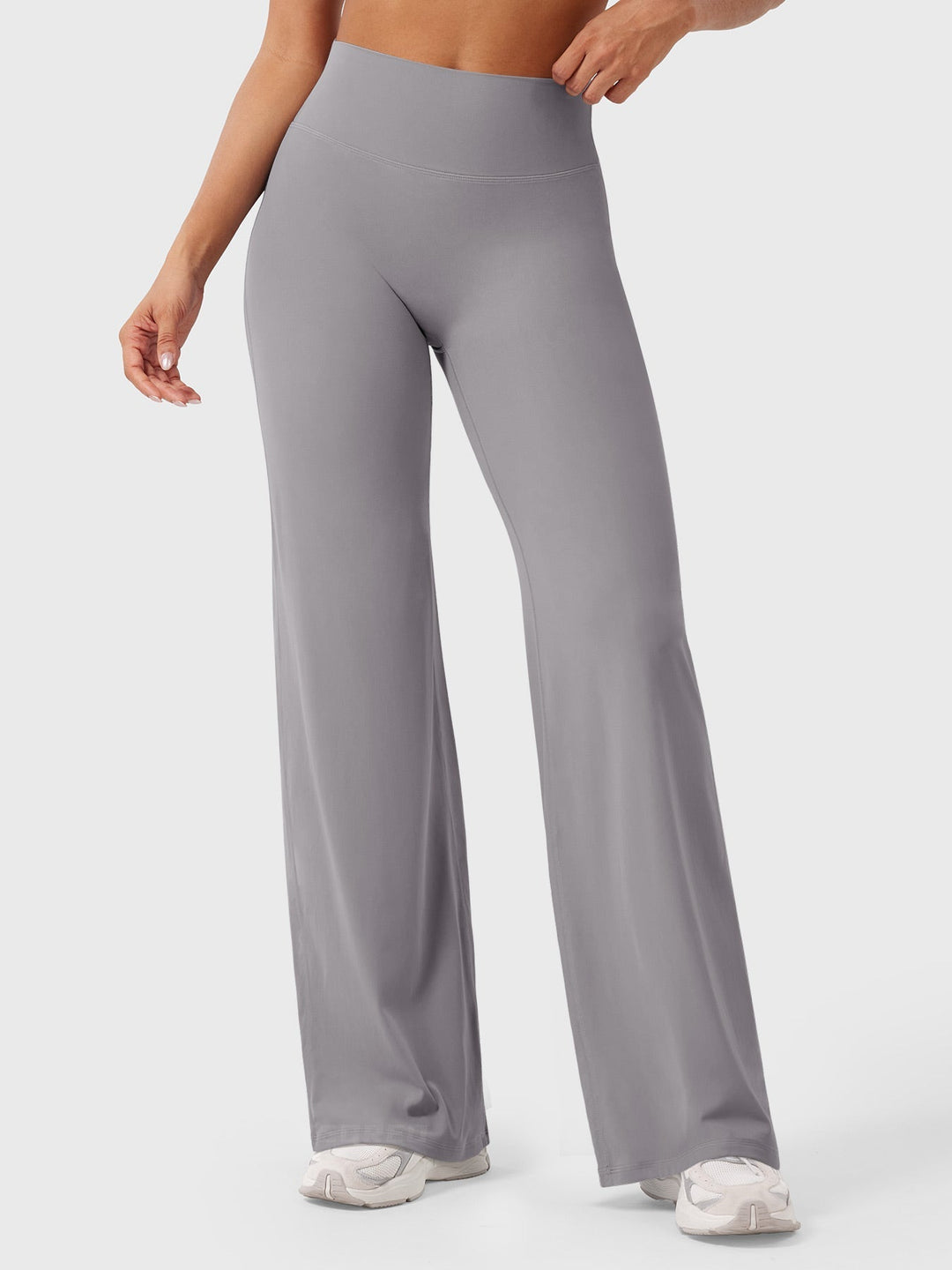 Pantalon de yoga femme en coton taille haute jambe large pour l’automne coupe fluide