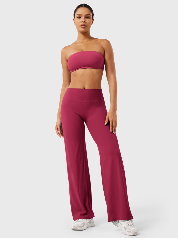 Pantalon de yoga femme en coton taille haute jambe large pour l’automne coupe fluide