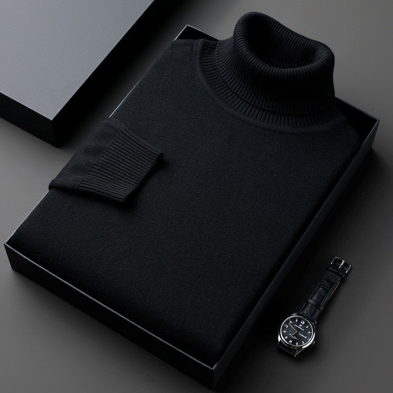 Pull en maille ajusté à col roulé pour homme, idéal pour l’automne